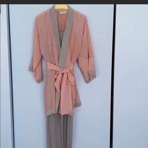 Hand Painted Silk Lounge Set, Robe, Pajamas